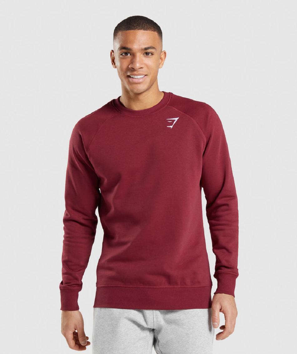 Accessories Męskie Gymshark Crest Sweatshirt Bordowe Czerwone | PL 3533AHK